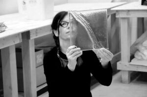 Sibylle Peretti works at Bullseye Glass, Portland, OR.
